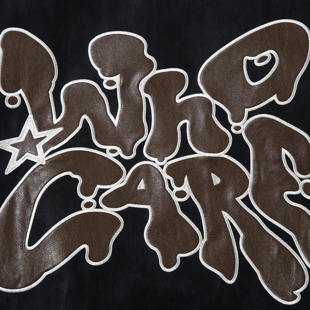 PU Leather Polo Collar Jacket Men