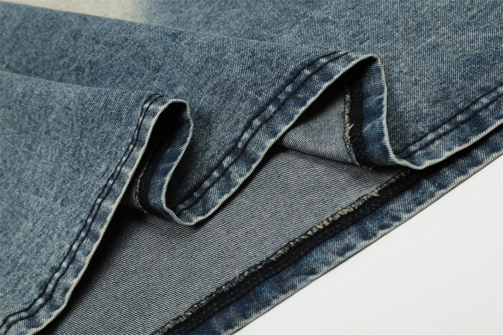 Fashion Short Sleeve Denim Polo Shirt Men