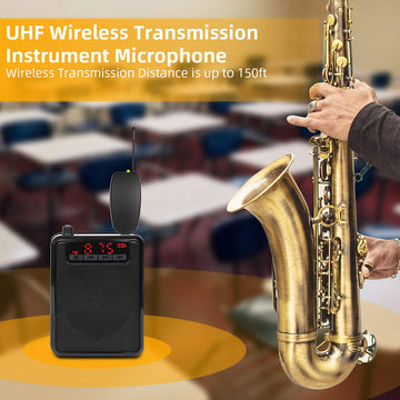 Saxophone Wireless Microphone Clipped To The Instrument