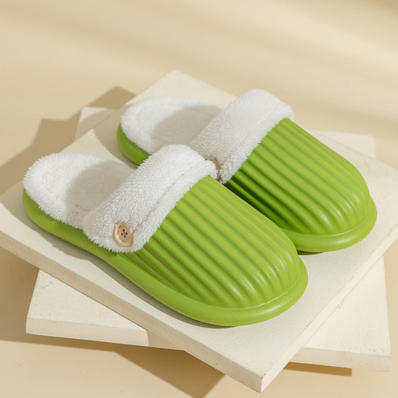 Stripe Slippers Detachable Washable House Shoes Fluffy Bedroom Slippers