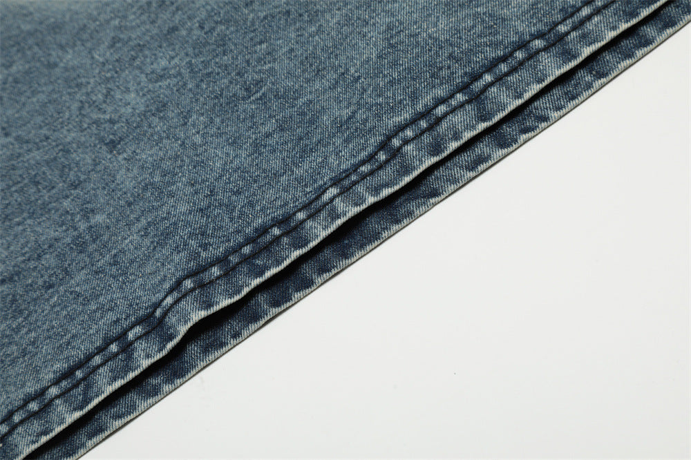 Fashion Short Sleeve Denim Polo Shirt Men