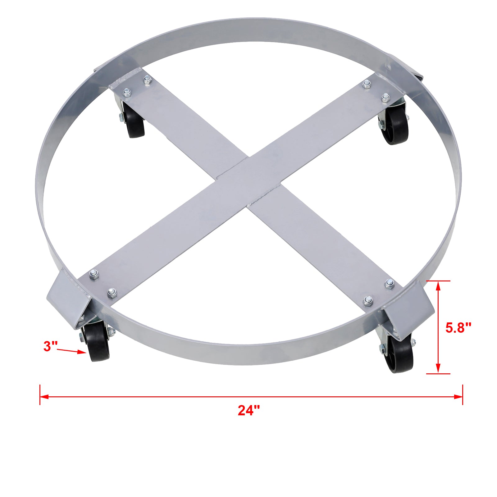 2Pcs Drum Dolly For 55 Gallon Drums,Barrel Dolly With 4 Swivel Caster Wheels,Heavy Duty Steel Frame Drum Cart With Brake For Workshops, Factories, Warehouses