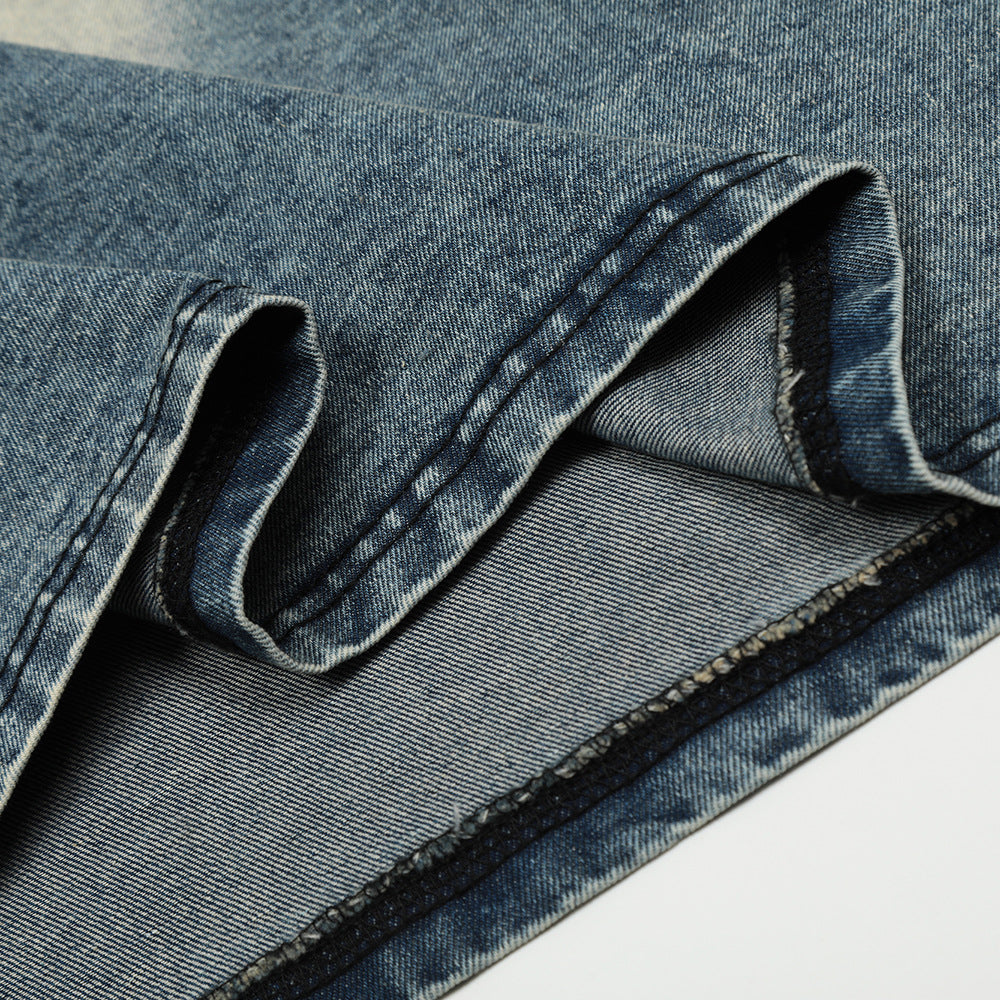 Fashion Short Sleeve Denim Polo Shirt Men