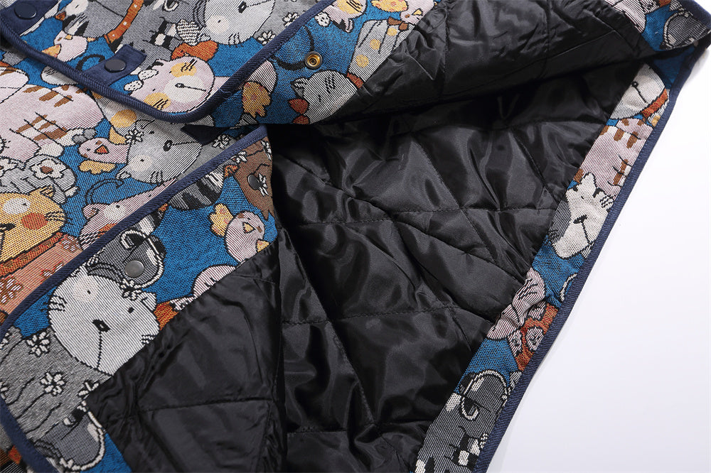 Jacquard Quilted Polo Collar Jacket Men