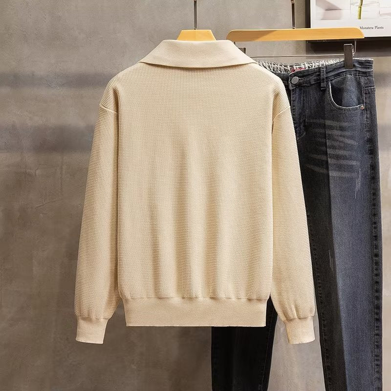 Fashion Personality Lapel Knitted Polo Shirt Men