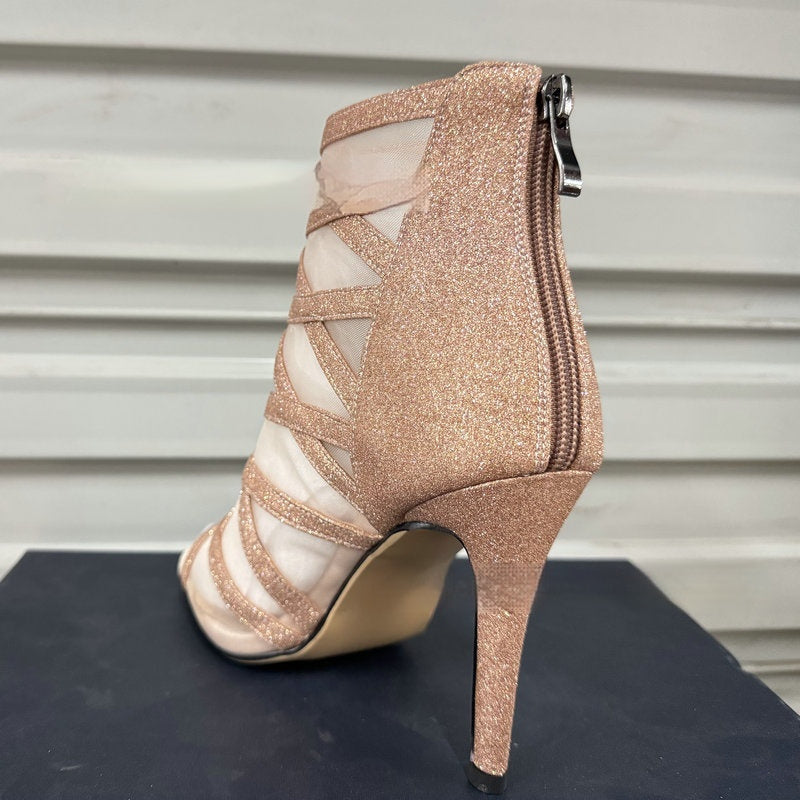 Fish Mouth Sandal Boots Hollow-out Mesh Stitching