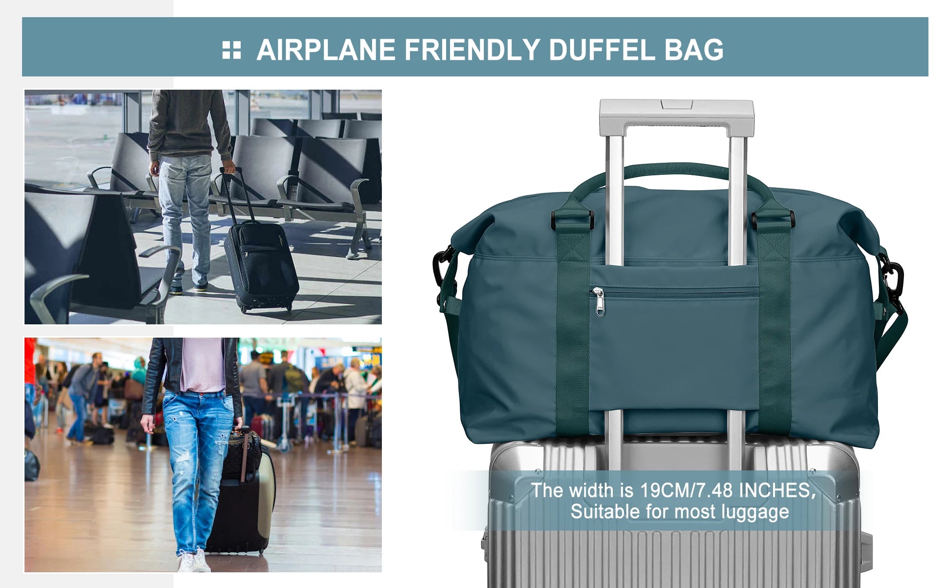 Travel Duffel Bag for Women Sports Tote Gym Bag Shoulder Weekender Overnight Bag with Trolley Sleeve for Airplanes Carry on Bag