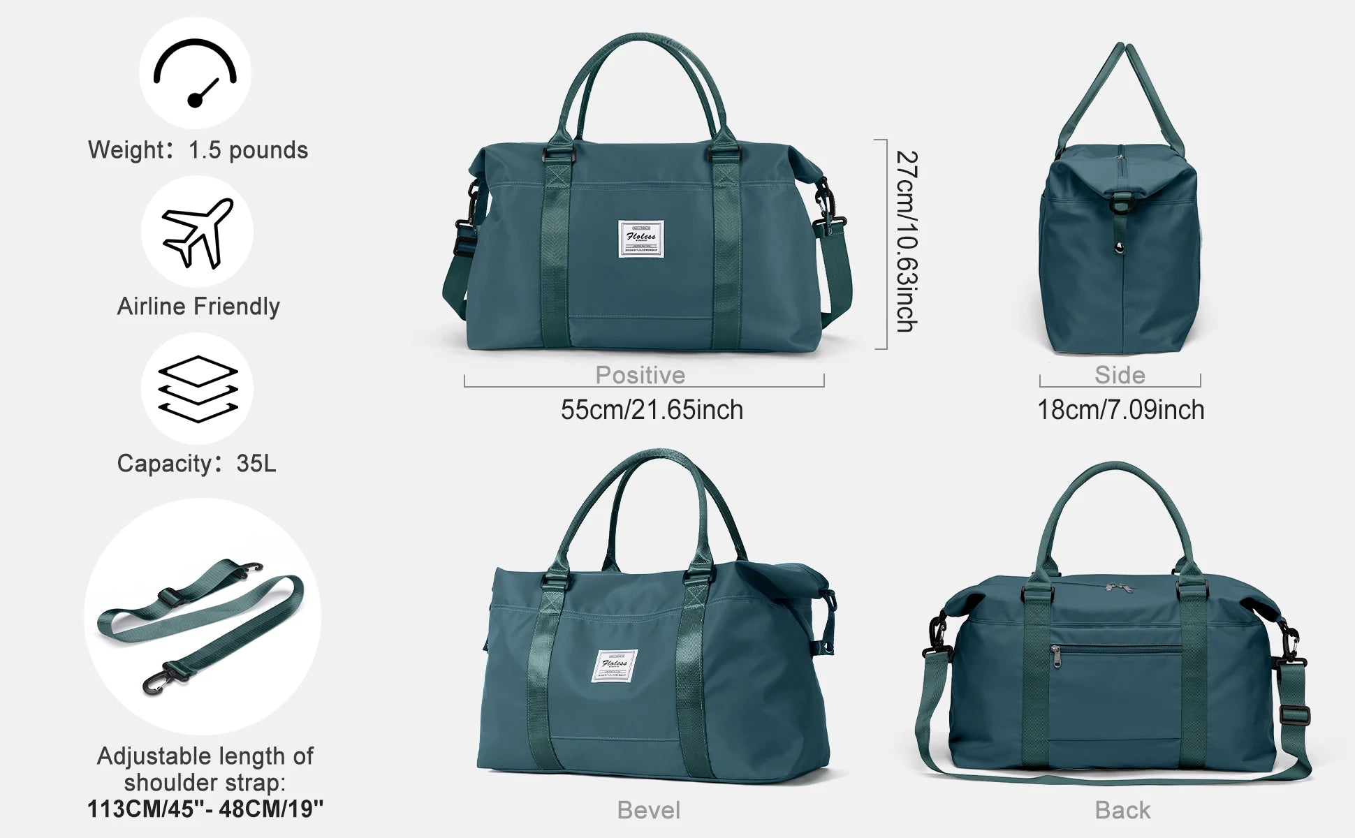 Travel Duffel Bag for Women Sports Tote Gym Bag Shoulder Weekender Overnight Bag with Trolley Sleeve for Airplanes Carry on Bag