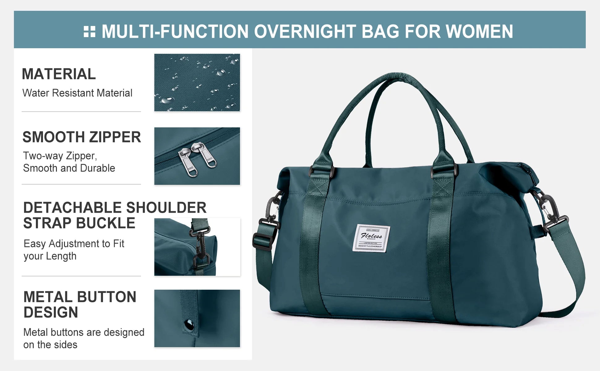 Travel Duffel Bag for Women Sports Tote Gym Bag Shoulder Weekender Overnight Bag with Trolley Sleeve for Airplanes Carry on Bag