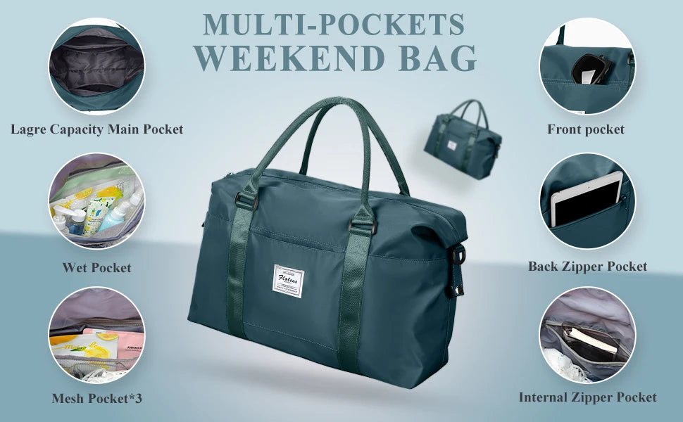 Travel Duffel Bag for Women Sports Tote Gym Bag Shoulder Weekender Overnight Bag with Trolley Sleeve for Airplanes Carry on Bag