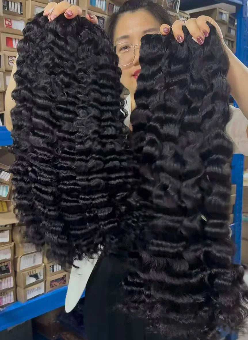 100% Raw Unprocessed Cambodian Wavy Hair Extension Human Hair Bundles With High Quality Hair Products