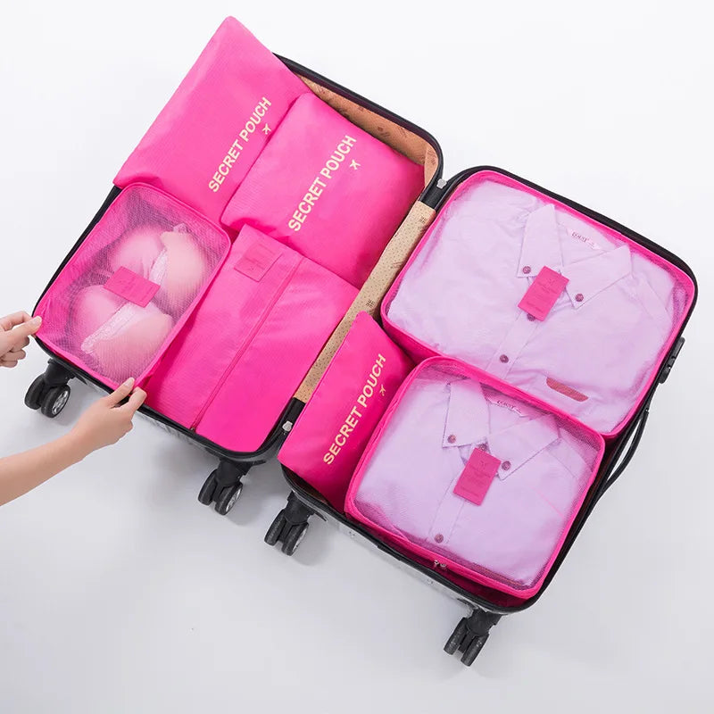 Travel storage 6-piece storage bag underwear shoes 6 storage bag Oxford waterproof cloth luggage storage and distribution