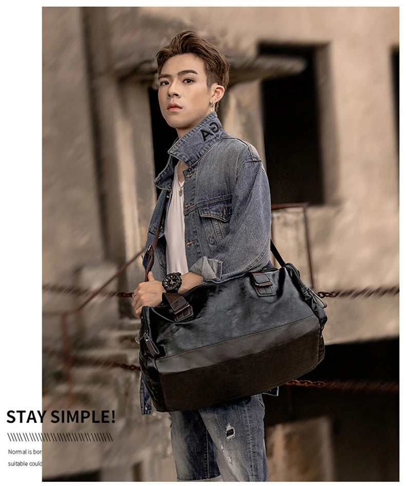 Men Quality Leather Travel Bags Carry on Luggage Bag Men Duffel Bags Handbag Casual Traveling Tote Large Weekend Bag Hot XA631ZC