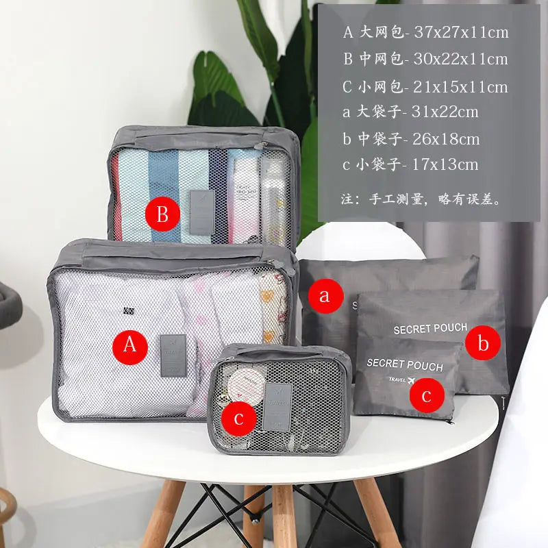 Travel storage 6-piece storage bag underwear shoes 6 storage bag Oxford waterproof cloth luggage storage and distribution