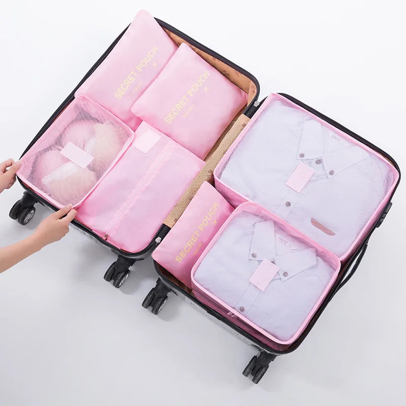 Travel storage 6-piece storage bag underwear shoes 6 storage bag Oxford waterproof cloth luggage storage and distribution