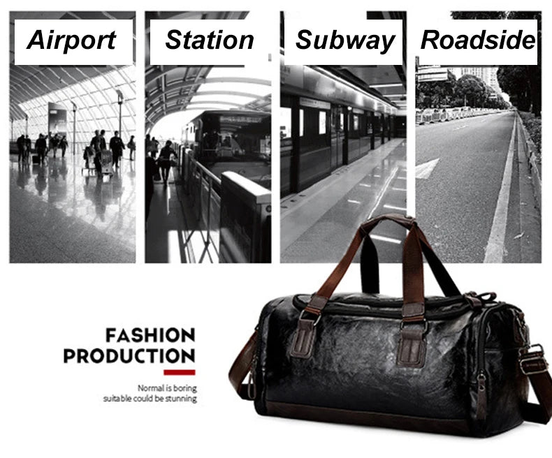 Men Quality Leather Travel Bags Carry on Luggage Bag Men Duffel Bags Handbag Casual Traveling Tote Large Weekend Bag Hot XA631ZC