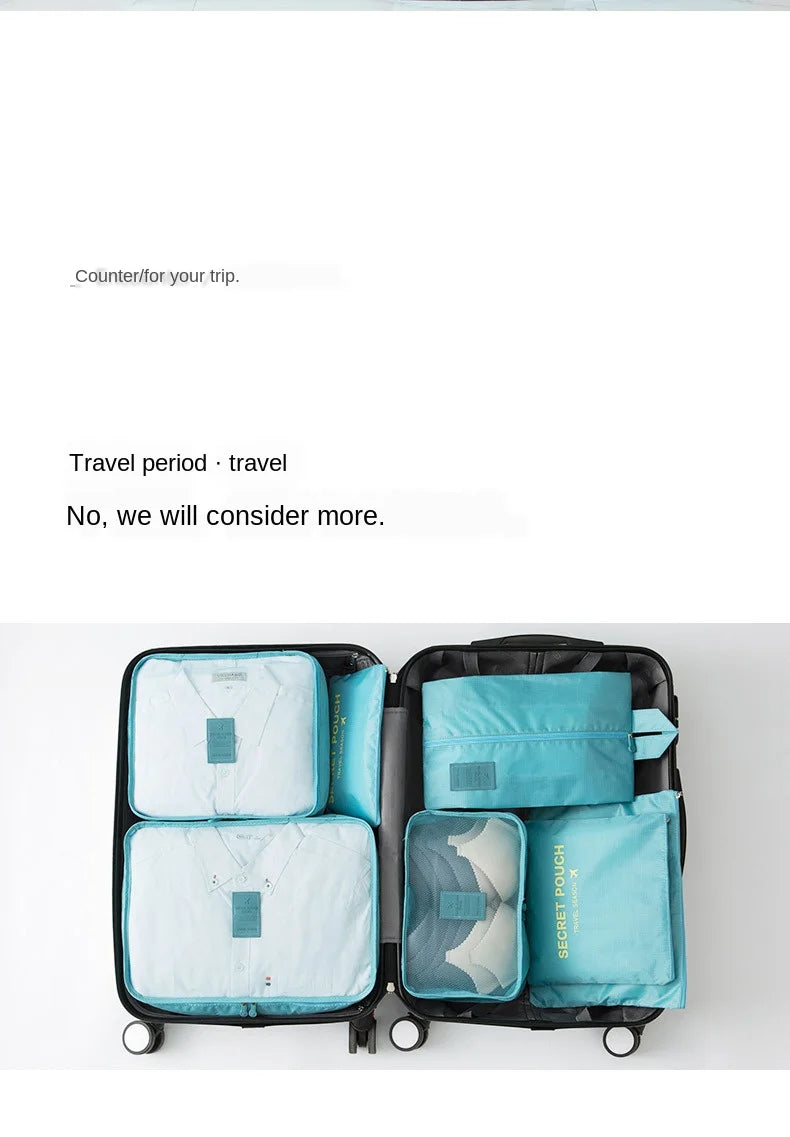 Travel storage 6-piece storage bag underwear shoes 6 storage bag Oxford waterproof cloth luggage storage and distribution