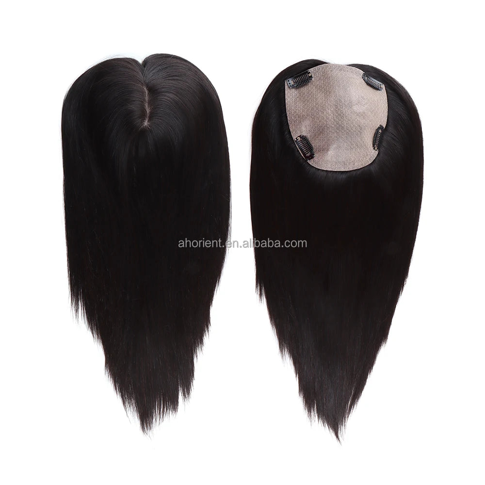 Orient Human Remy Women Hair Topper Wig Base Hair Silk Hair Products Silk Base Topper Natural Black