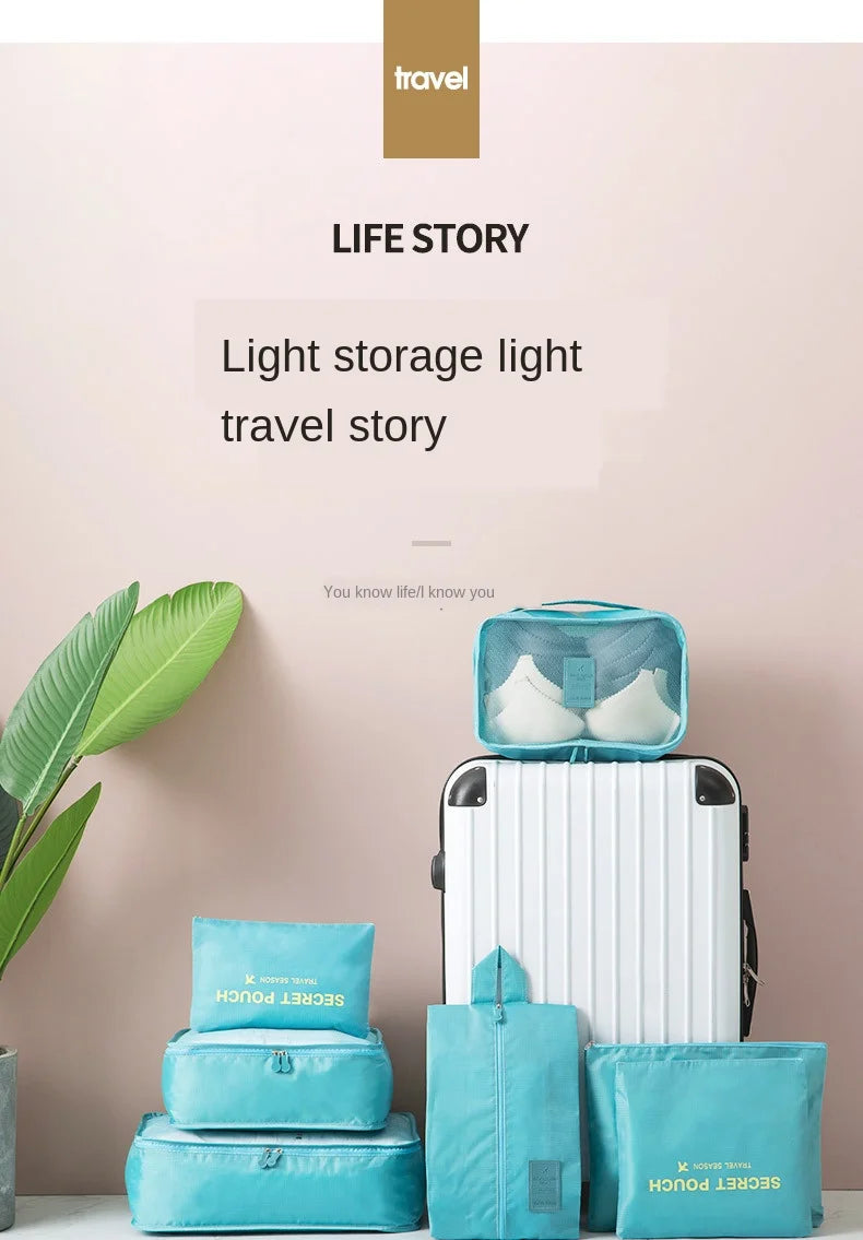Travel storage 6-piece storage bag underwear shoes 6 storage bag Oxford waterproof cloth luggage storage and distribution