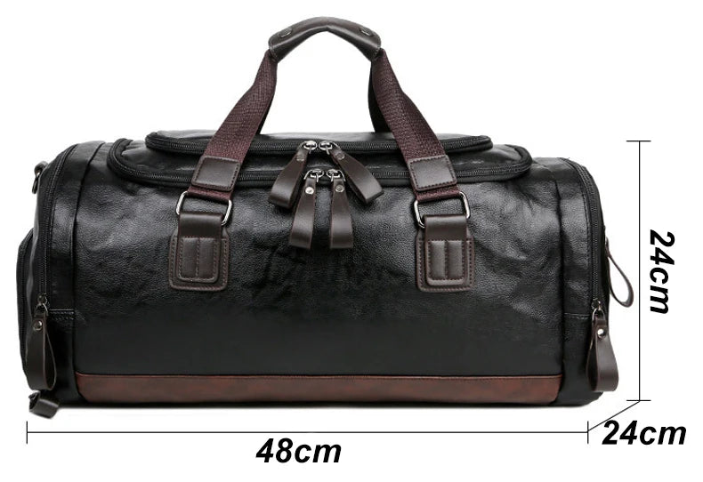 Men Quality Leather Travel Bags Carry on Luggage Bag Men Duffel Bags Handbag Casual Traveling Tote Large Weekend Bag Hot XA631ZC