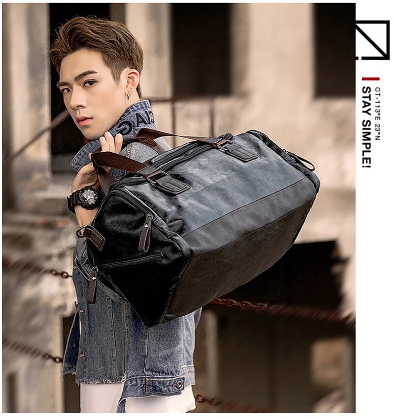Men Quality Leather Travel Bags Carry on Luggage Bag Men Duffel Bags Handbag Casual Traveling Tote Large Weekend Bag Hot XA631ZC