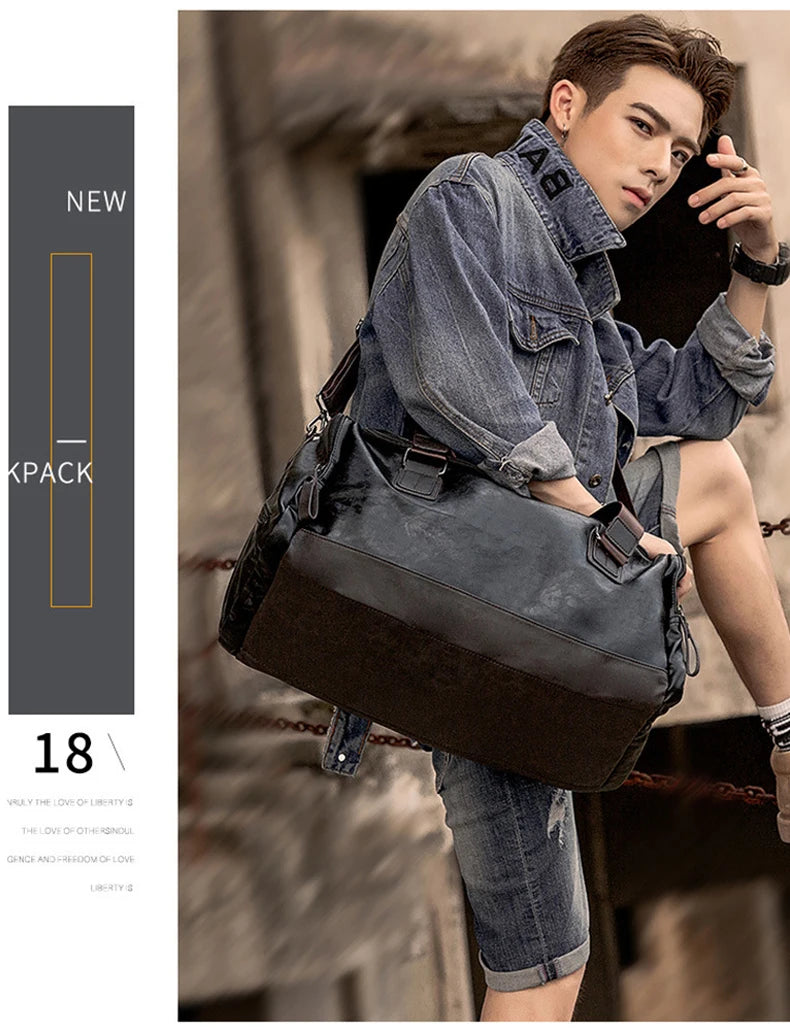 Men Quality Leather Travel Bags Carry on Luggage Bag Men Duffel Bags Handbag Casual Traveling Tote Large Weekend Bag Hot XA631ZC