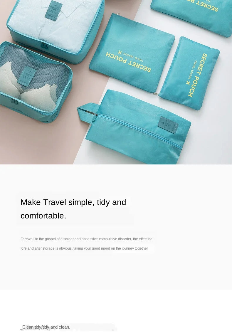 Travel storage 6-piece storage bag underwear shoes 6 storage bag Oxford waterproof cloth luggage storage and distribution