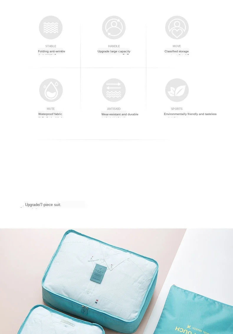 Travel storage 6-piece storage bag underwear shoes 6 storage bag Oxford waterproof cloth luggage storage and distribution