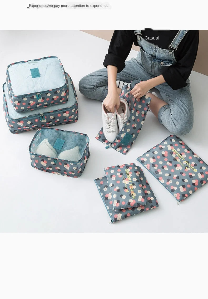 Travel storage 6-piece storage bag underwear shoes 6 storage bag Oxford waterproof cloth luggage storage and distribution