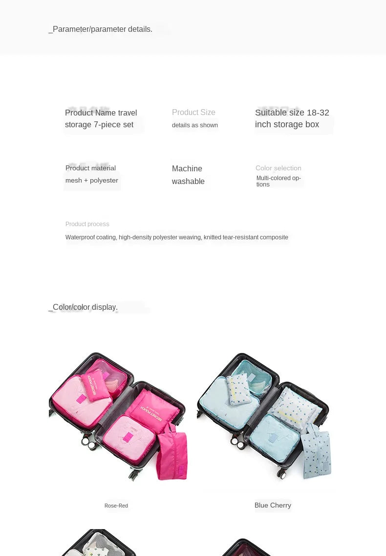 Travel storage 6-piece storage bag underwear shoes 6 storage bag Oxford waterproof cloth luggage storage and distribution