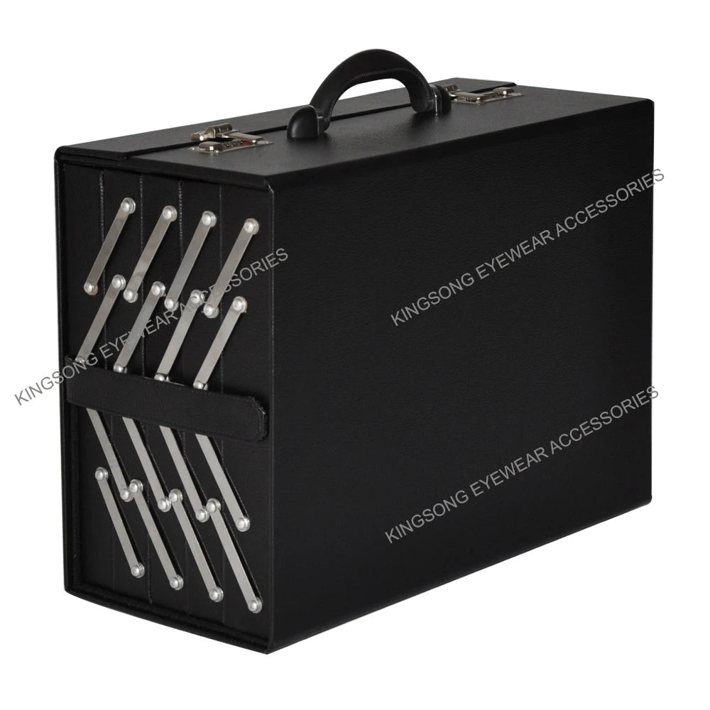 Coded lock Foldable Portable Eyeglass Eyewear Sunglasses Accordion Suitcase Display Extendable Brief  Case Hold 80pcs of glasses