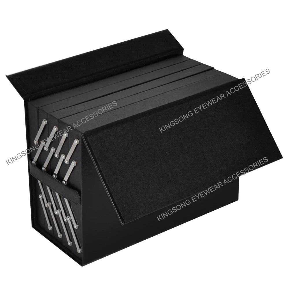 Coded lock Foldable Portable Eyeglass Eyewear Sunglasses Accordion Suitcase Display Extendable Brief  Case Hold 80pcs of glasses
