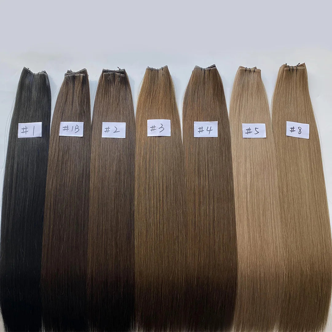 HaiYi Factory Large Stock New Invisible Mini Flat Weft Double Drawn Genius Weft Hair Extension