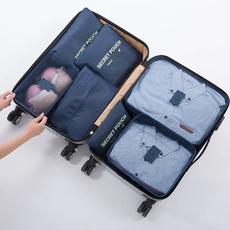 Travel storage 6-piece storage bag underwear shoes 6 storage bag Oxford waterproof cloth luggage storage and distribution
