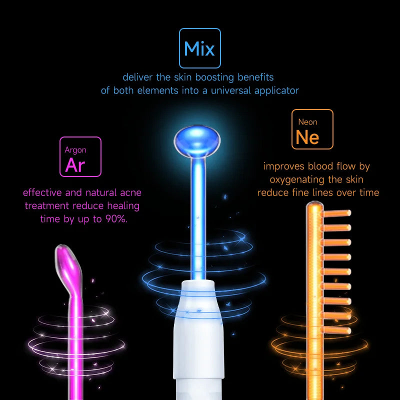 Factory Price Custom 6 in 1 Handheld Skin Rejuvenation High Frequency Wand Beauty Products Skin Therapy Wand