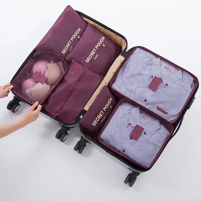 Travel storage 6-piece storage bag underwear shoes 6 storage bag Oxford waterproof cloth luggage storage and distribution