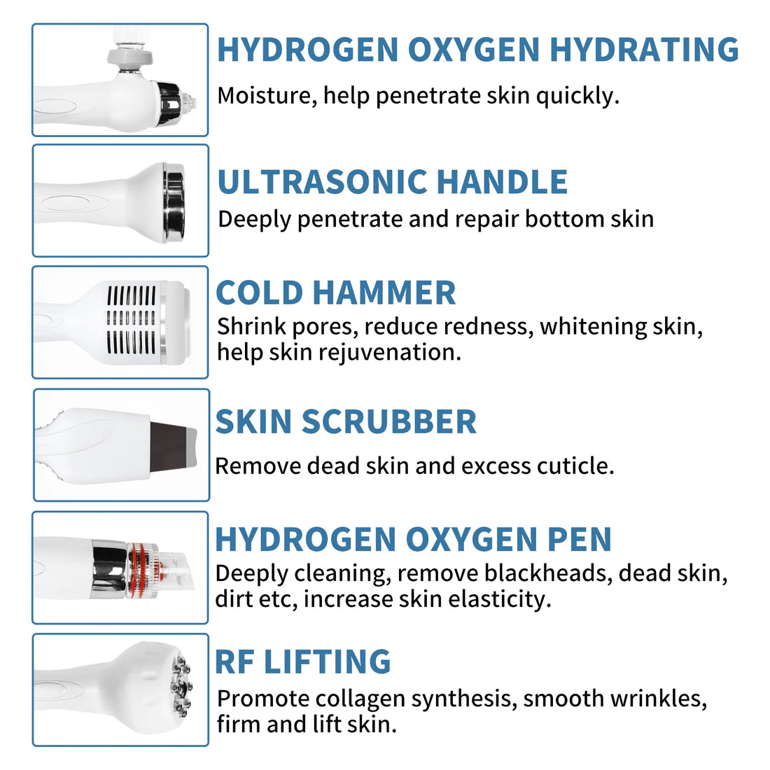 6 in 1 Hydra Blackhead Remover Face Cleaning Brush Massager Facial Machine Skincare Beauty Products for Women