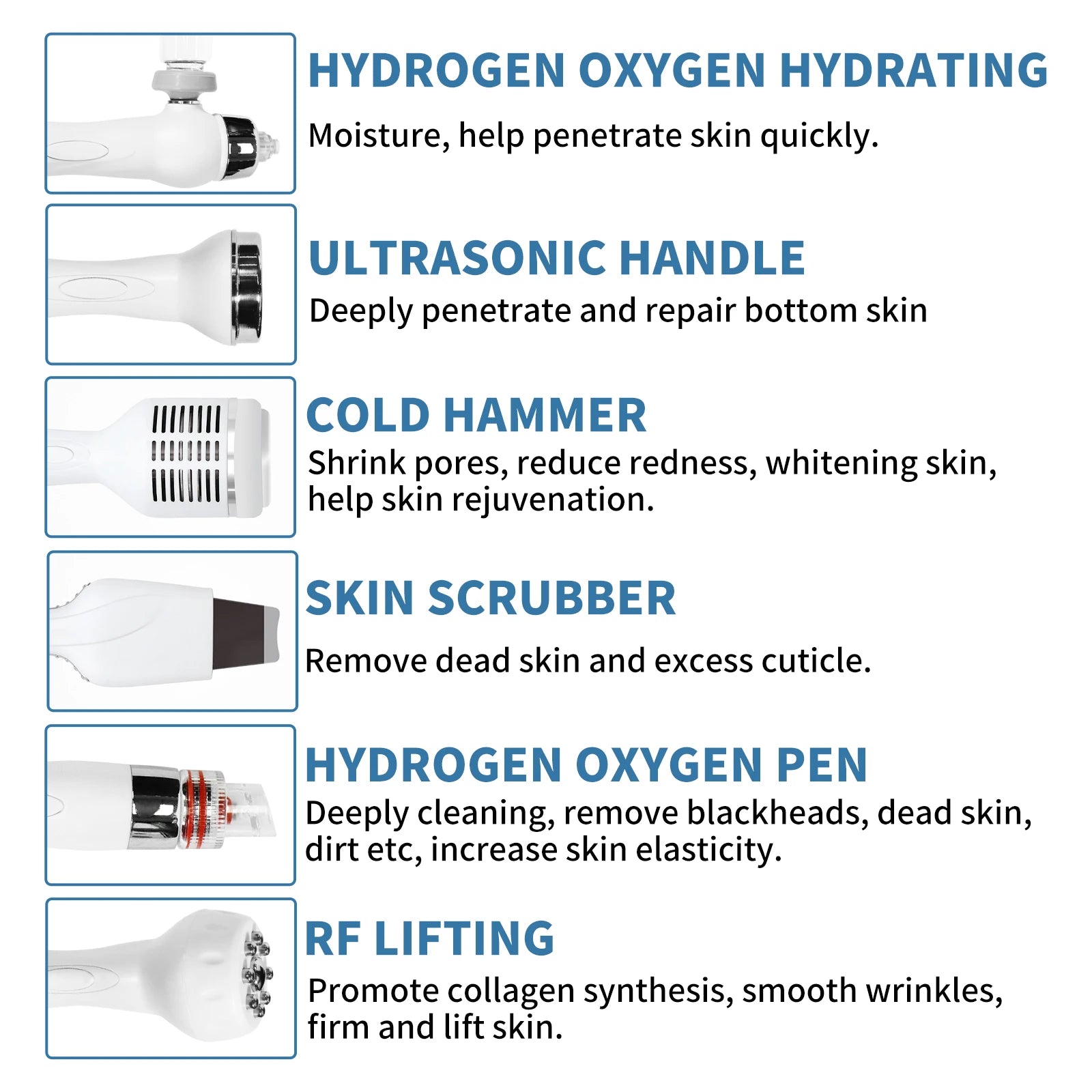 6 in 1 Hydra Blackhead Remover Face Cleaning Brush Massager Facial Machine Skincare Beauty Products for Women