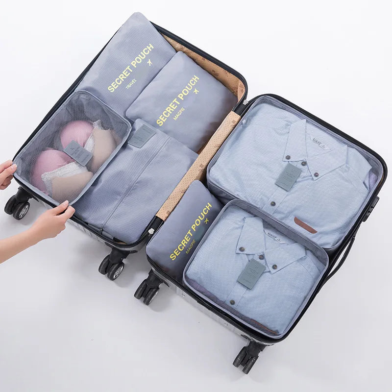 Travel storage 6-piece storage bag underwear shoes 6 storage bag Oxford waterproof cloth luggage storage and distribution
