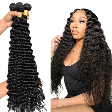 Deep Wave Brazilian Virgin Human Hair Products Cheap Human Hair Bundles Natural Hair