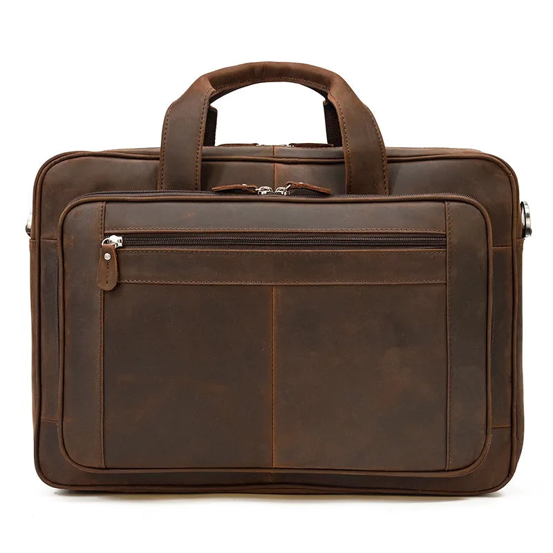 17.3 Inch Laptop Briefcase  Leather Laptop Bag Business Travel Tote Bags Handbags For Men Male Large Brief Case Bag Retro