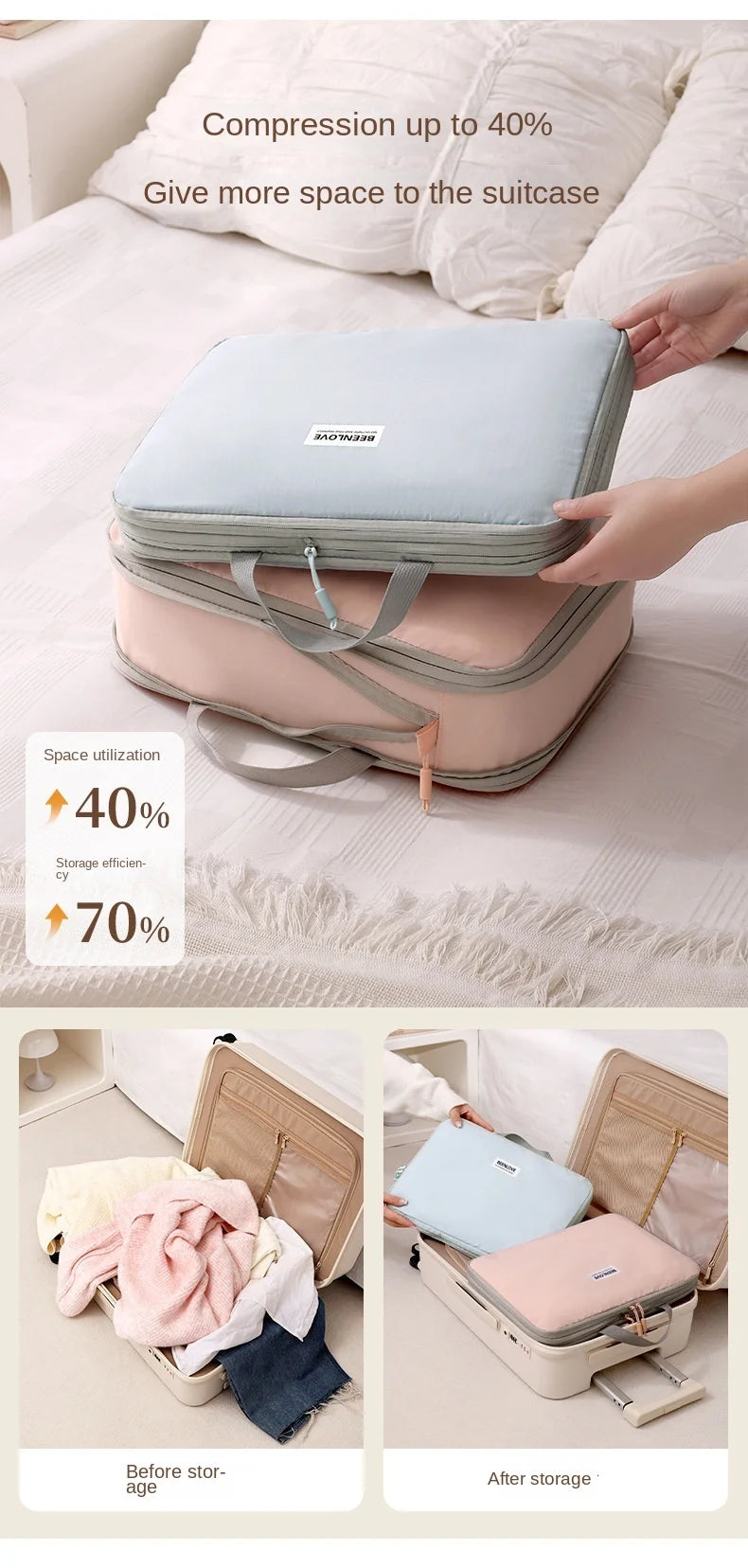 Fashion Simple Compression Storage Bags For Business Travel Portable Clothes Bunderwears Shoes Small Stoages Travel Hand Bag