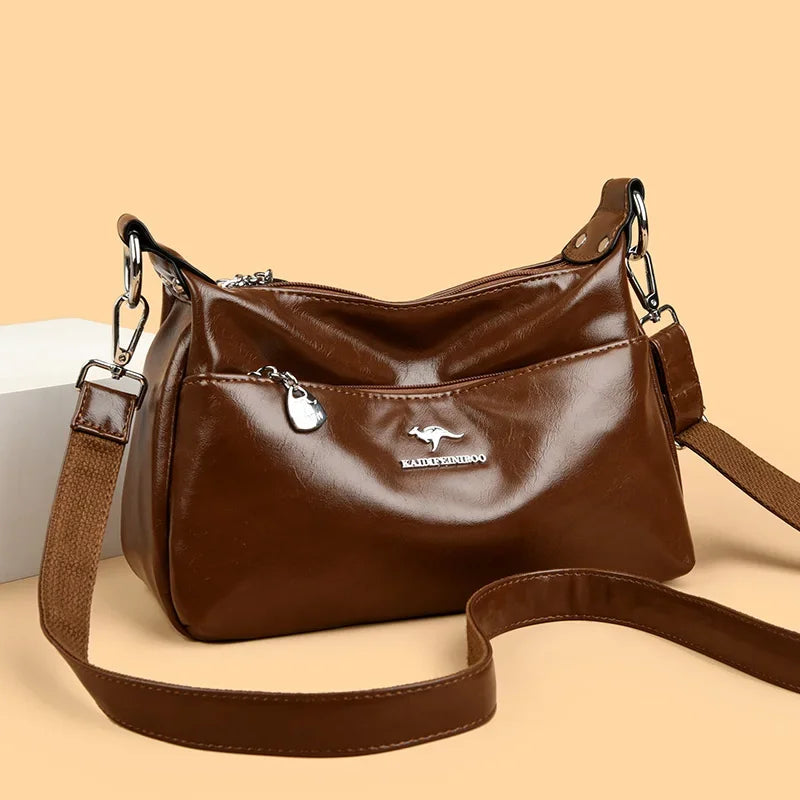 New Messenger Bags Women Fashion Handbags Retro Solid Color PU Leather Shoulder Underarm Bag Casual Women Handbags Designer Bag