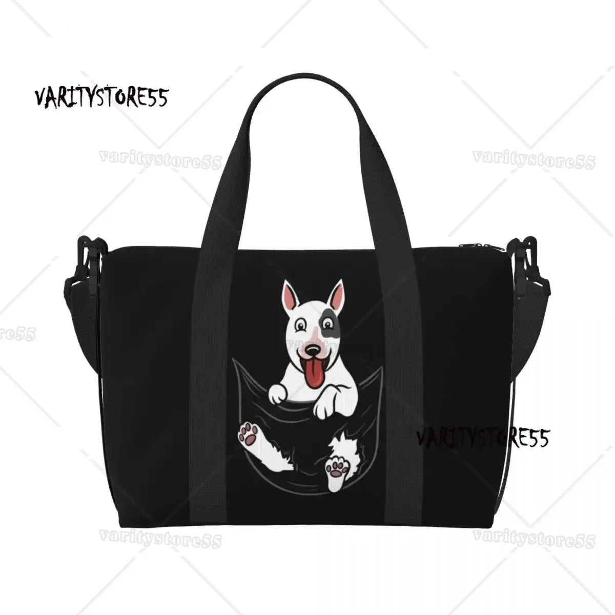 Custom Bull Terrier Dog Repeat Pattern Tote Bag Women Large Capacity Animal Beach Gym Shoulder Travel Bag