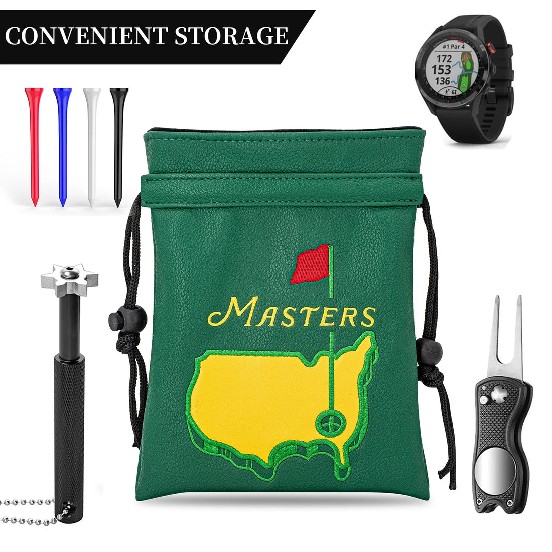 [Green Golf Bag] Portable Valuable Item Bag | Sealed with drawstring, perfect for storing golf balls and golf accessories
