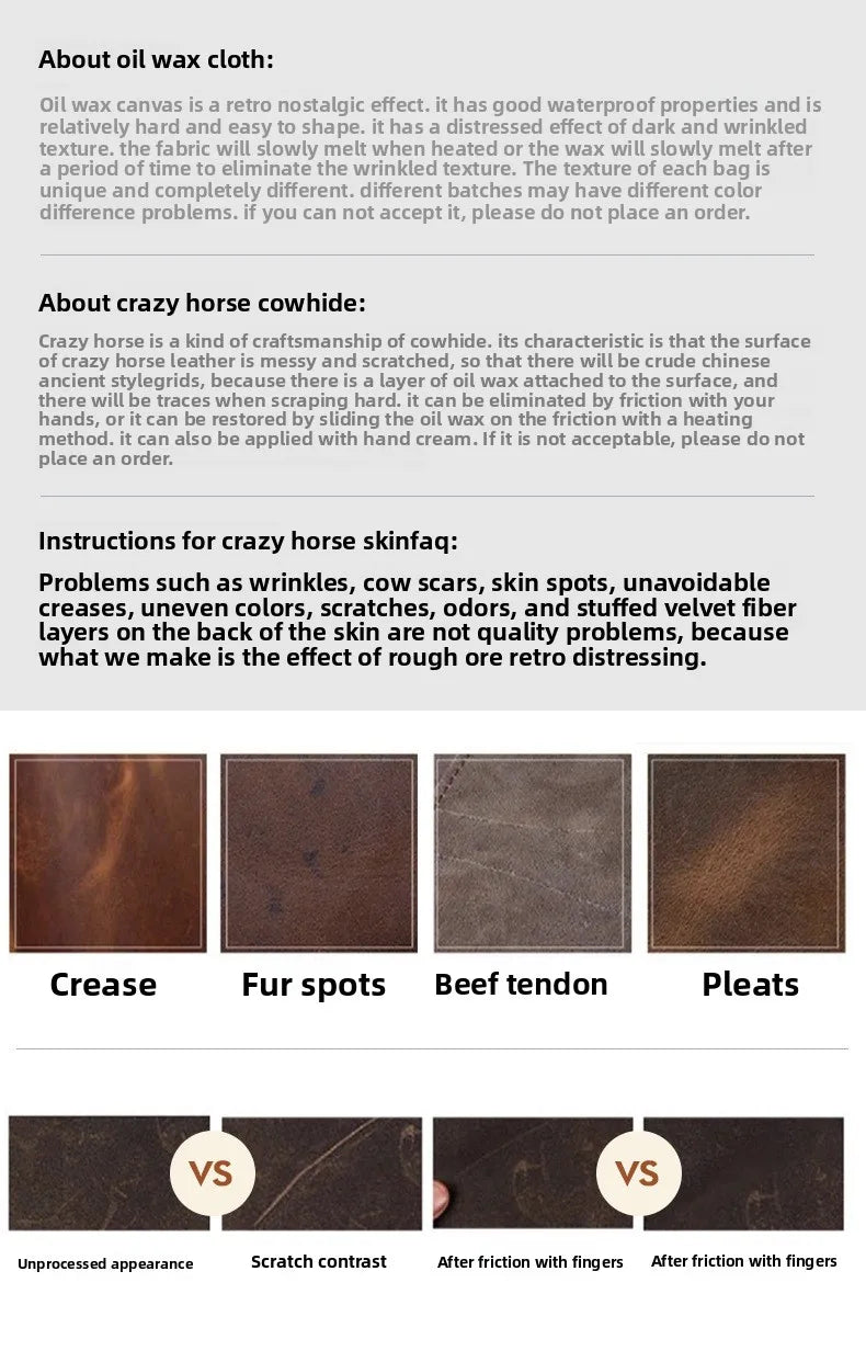 [Messenger Bag] Men Vintage Design Messenger Bag Waterproof Waxed Canvas Crazy Horse Leather Shoulder Bag Outdoor Casual Bag