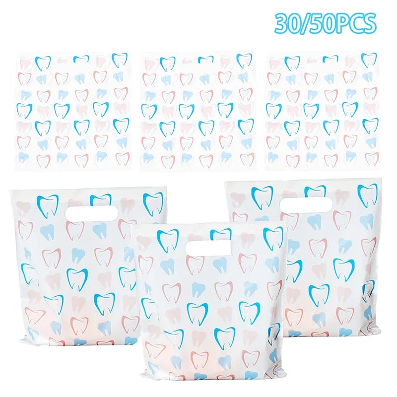 30/50pcs Dental Bags For Dental , Bulk Plastic Dental Goods Gift Bags For Hygienists, Dentists, Patient Care Clinics