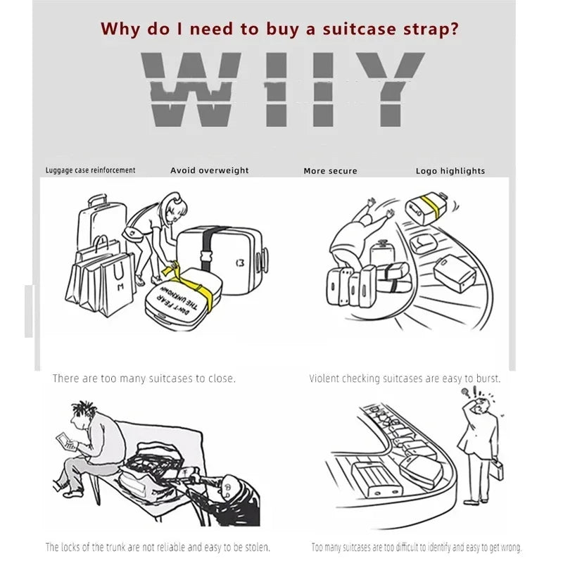 Convenient Adjustable Luggage Straps Portable Bungees Easy Travel Necessary Reusable Belt protect Suitcase Accessories Items