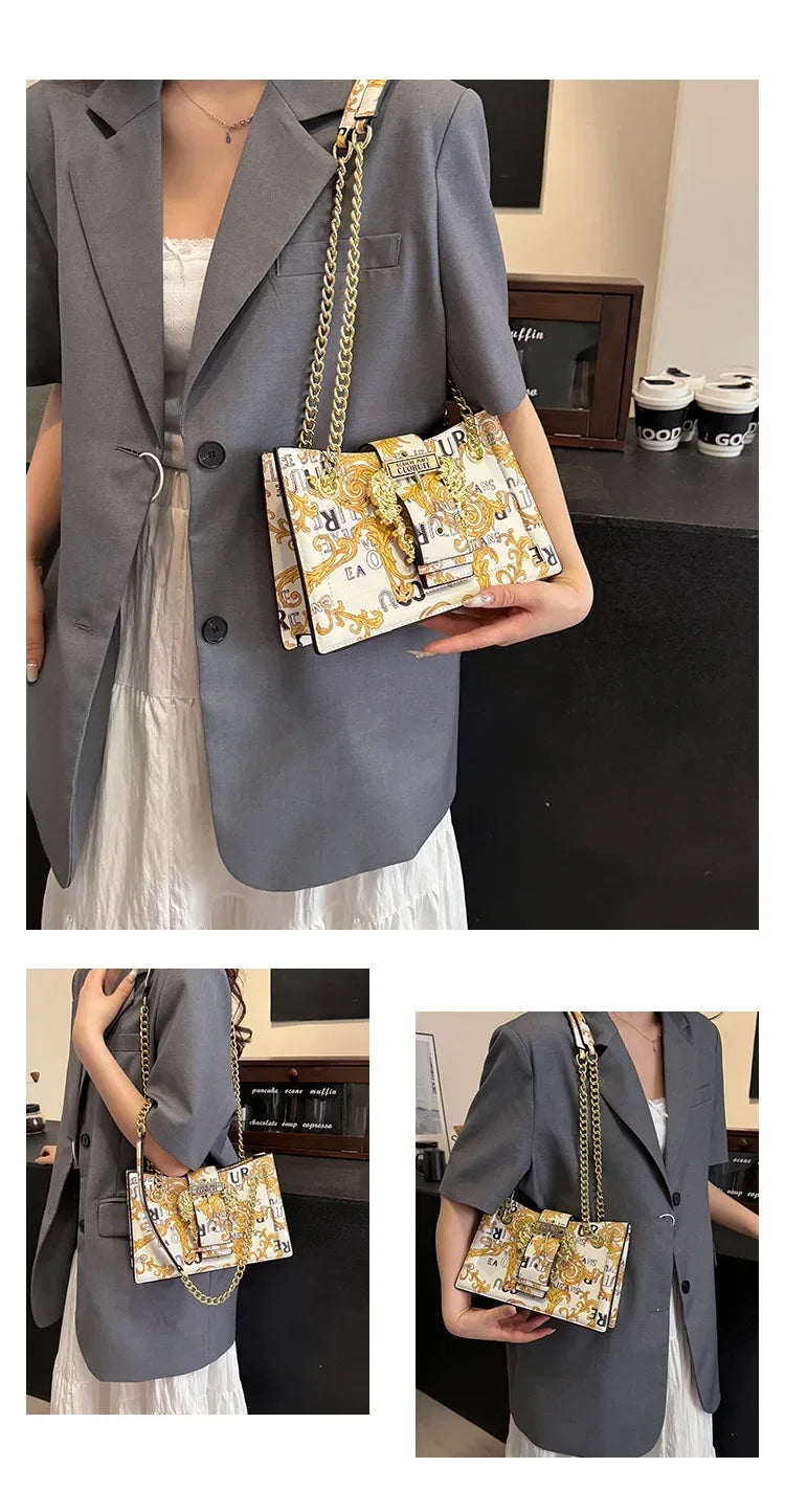 New Arrival 2025! Women's Trendy Retro - Style Bag - Fashion - Forward Printed Chain, Large - Capacity Shoulder/Underarm