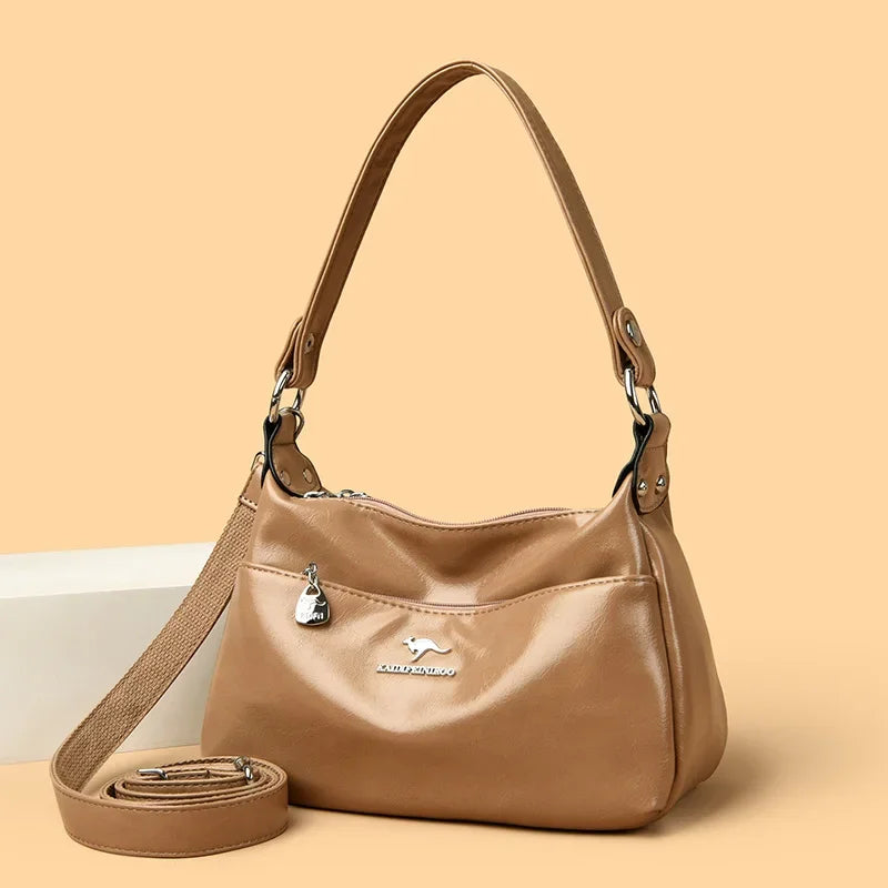 New Messenger Bags Women Fashion Handbags Retro Solid Color PU Leather Shoulder Underarm Bag Casual Women Handbags Designer Bag